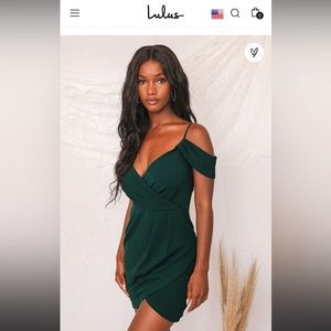 Love So Sweet Hunter Green Off-the-Shoulder Bodycon Dress Size Small